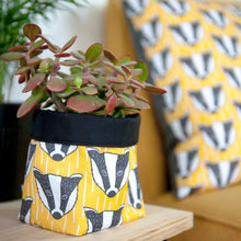 Load image into Gallery viewer, Badger Print Textile Plant Pot