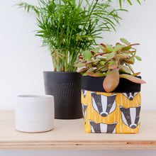 Load image into Gallery viewer, Badger Print Textile Plant Pot