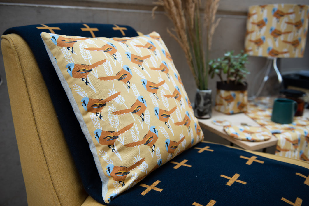 Bearded Tit Print Cushion