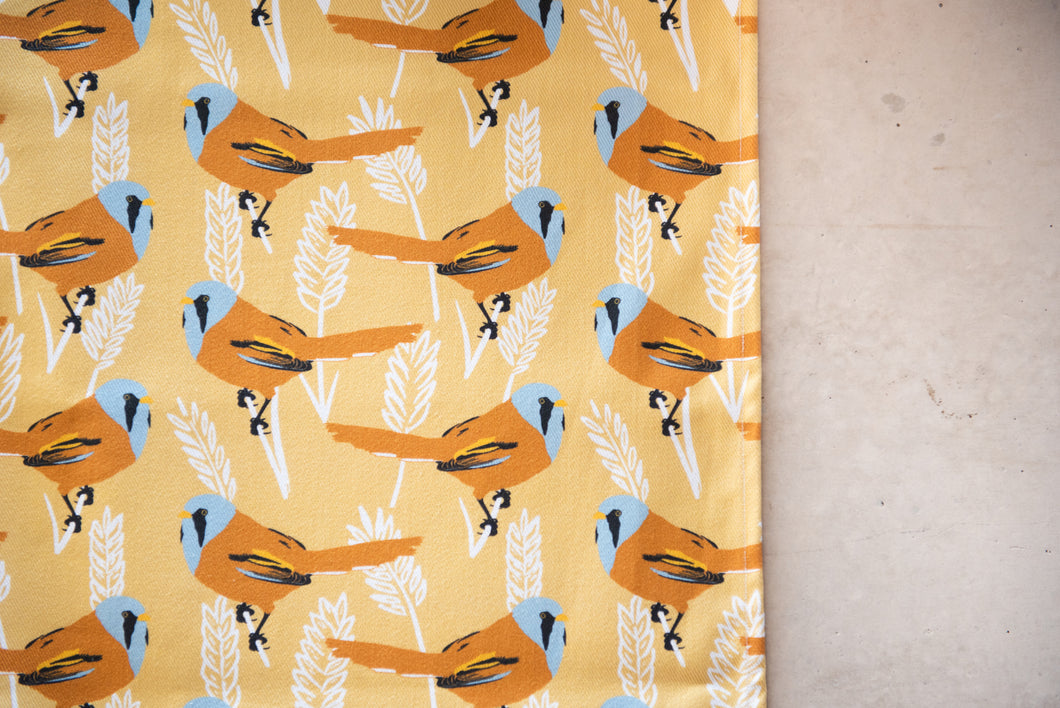 Bearded Tit Print Cotton Drill Fabric