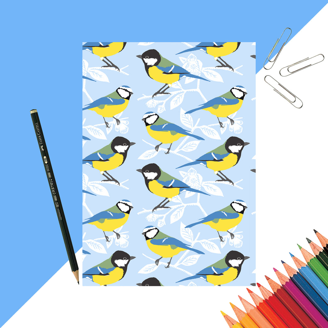 Blue and Great Tit Print Notebook