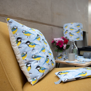Blue and Great Tit Print Cushion