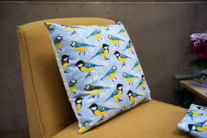 Blue and Great Tit Print Cushion