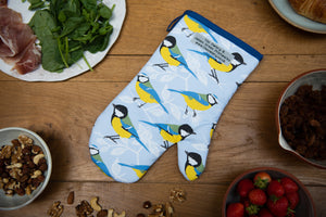Blue and Great Tit Print Single Oven Mitt
