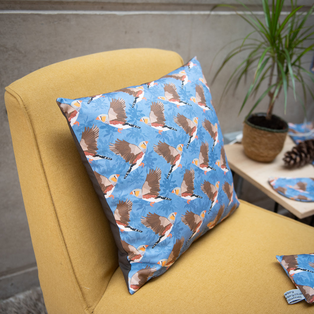 Zebra Finch Print Cushion