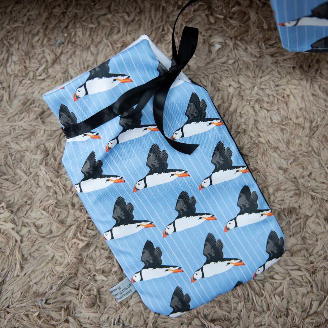 Puffin Print Hot Water Bottle