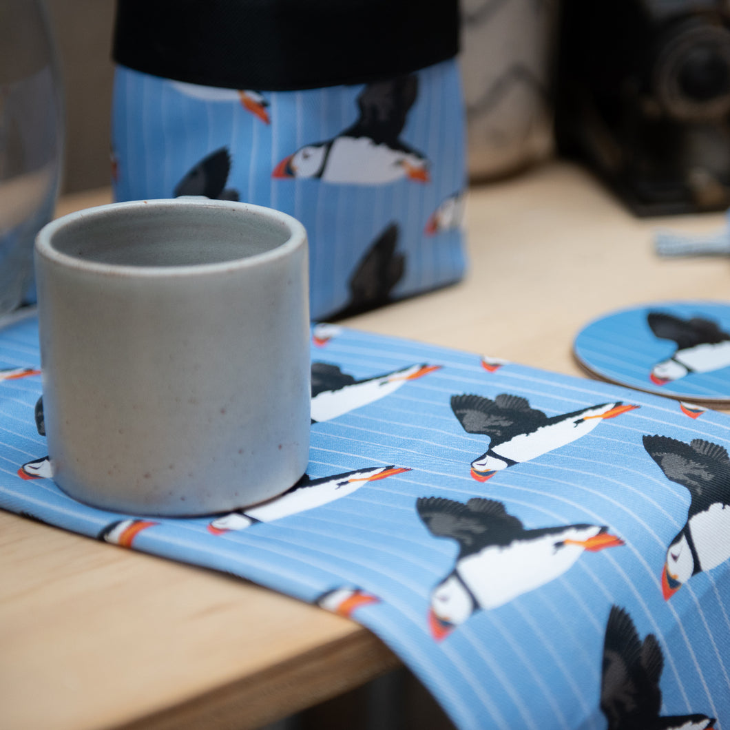 Puffin Print Tea Towel