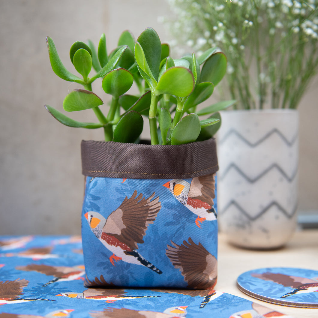 Zebra Finch Print Plant Pot