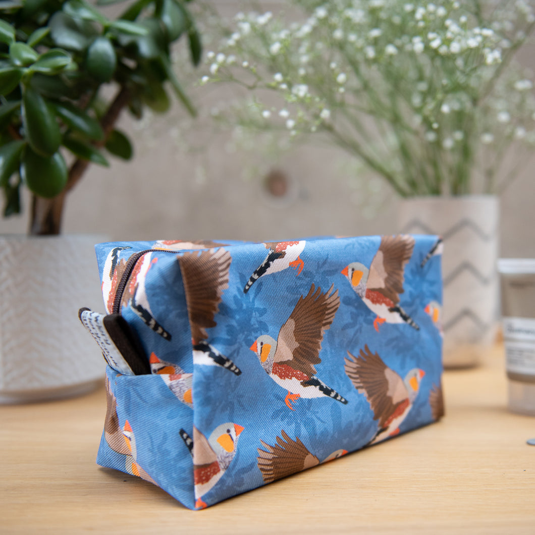 Zebra Finch Print Wash Bag