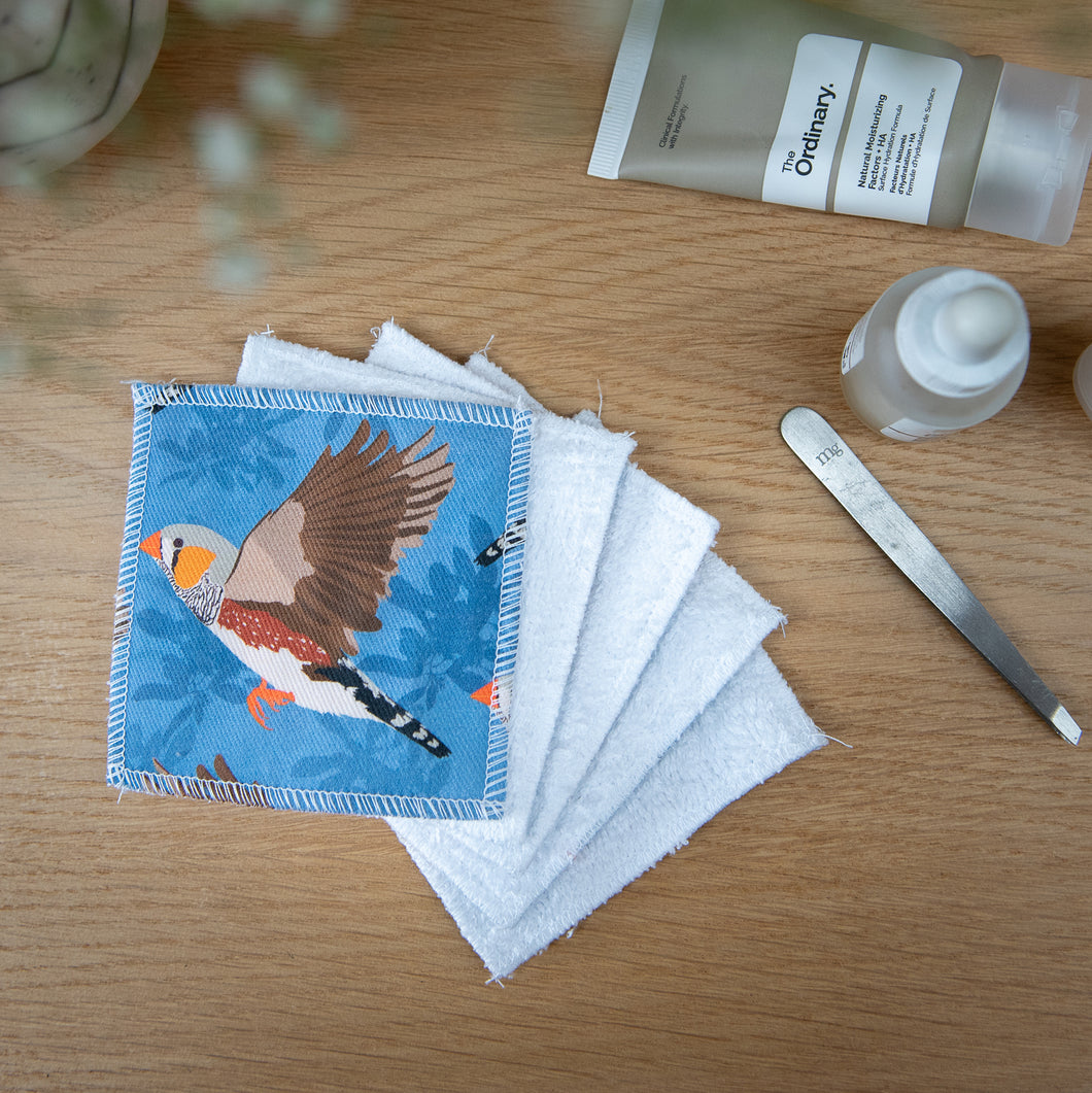 Zebra Finch Print Reusable Facial Pads