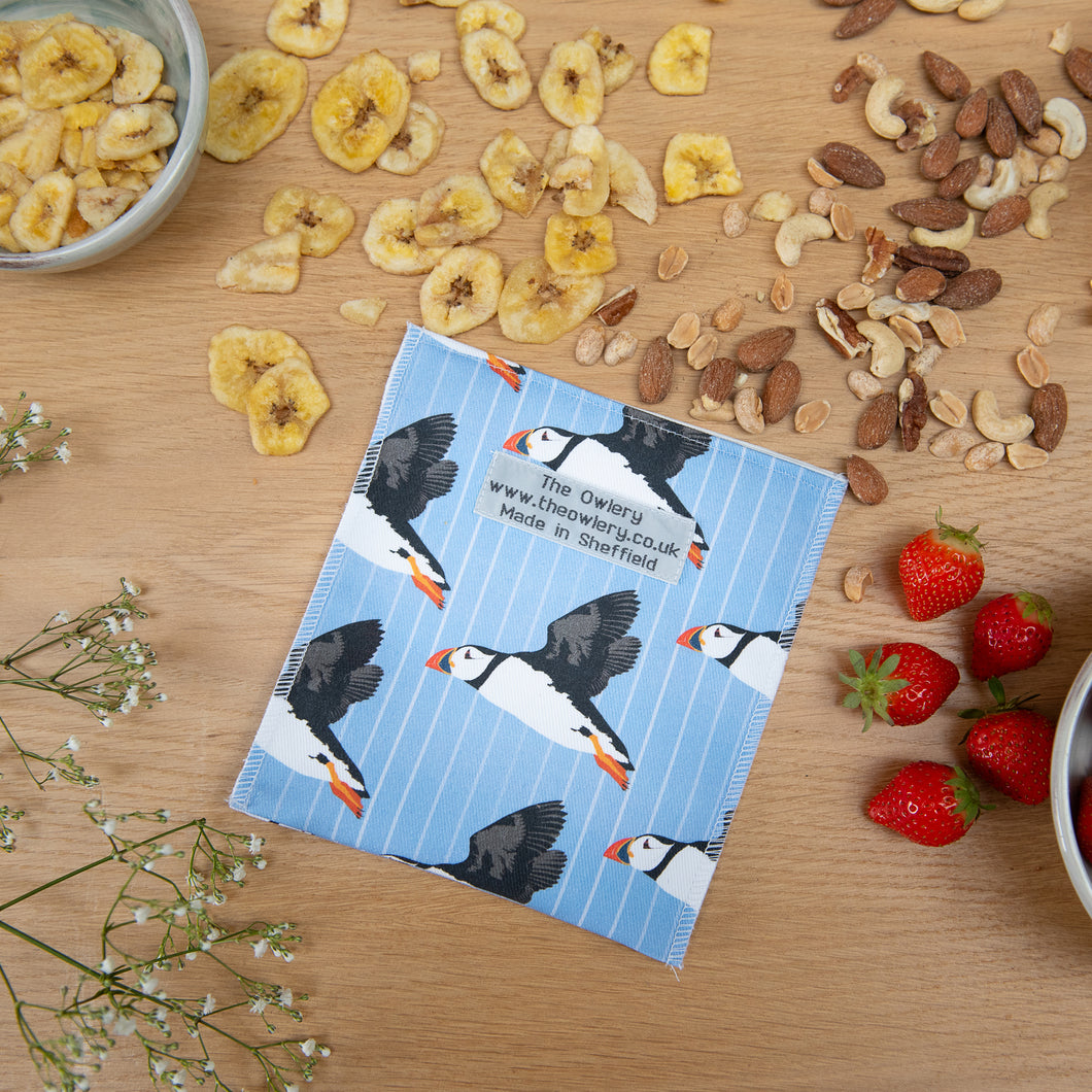 Puffin Print Snack Bag