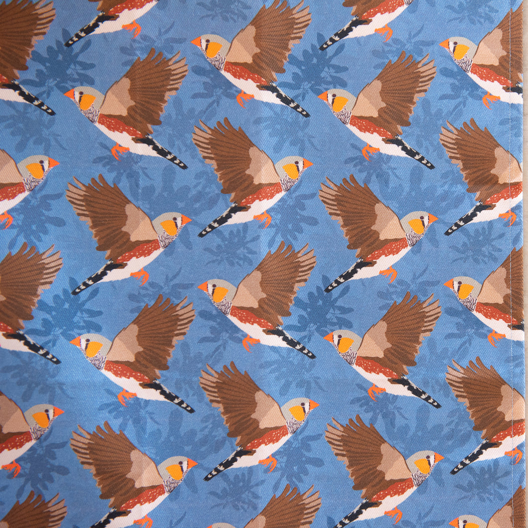 Zebra Finch Print Tea Towel
