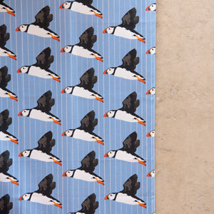 Puffin Print Cotton Drill Fabric
