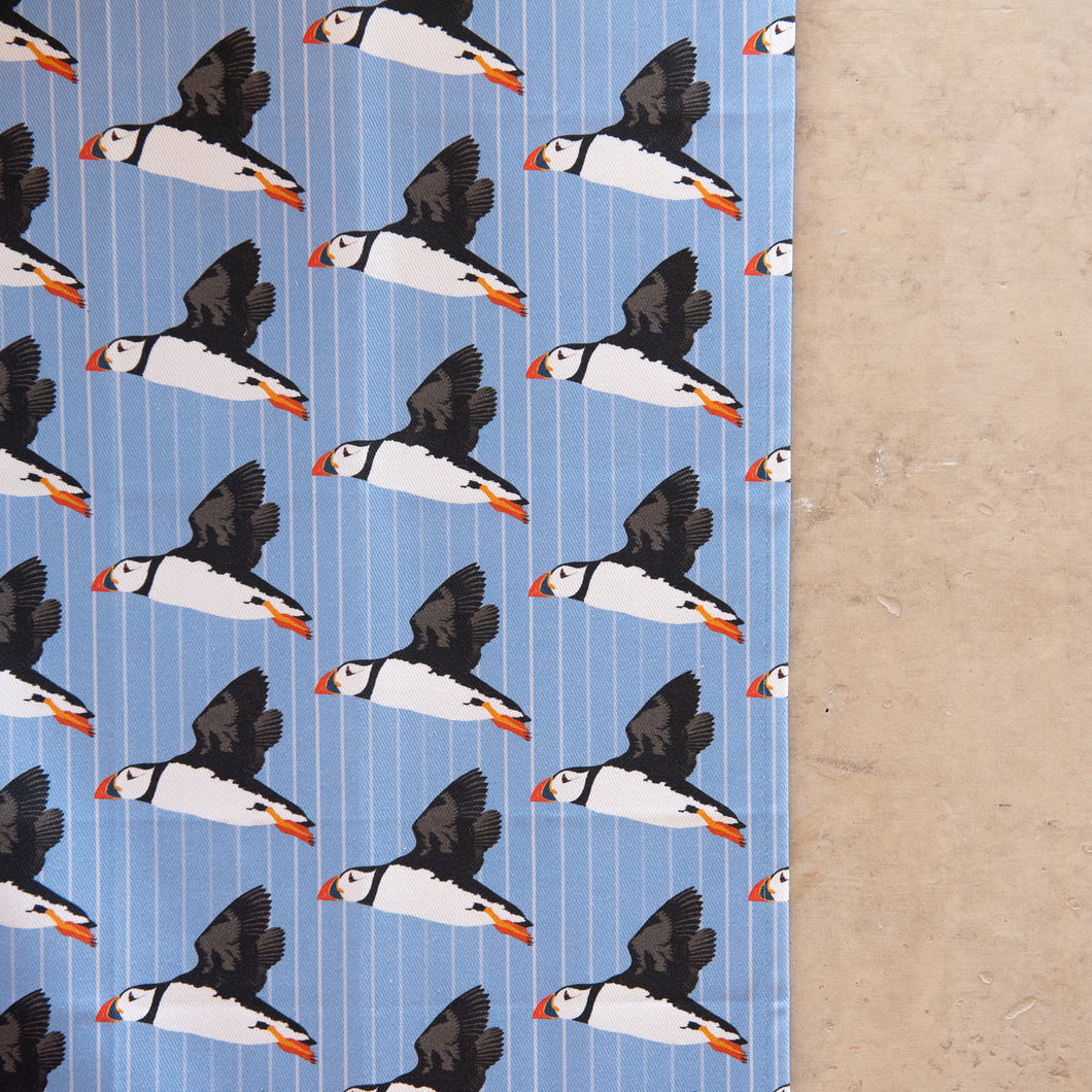 Puffin Print Cotton Drill Fabric