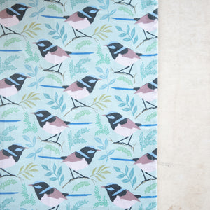 Fairy Wren Print Cotton Drill Fabric