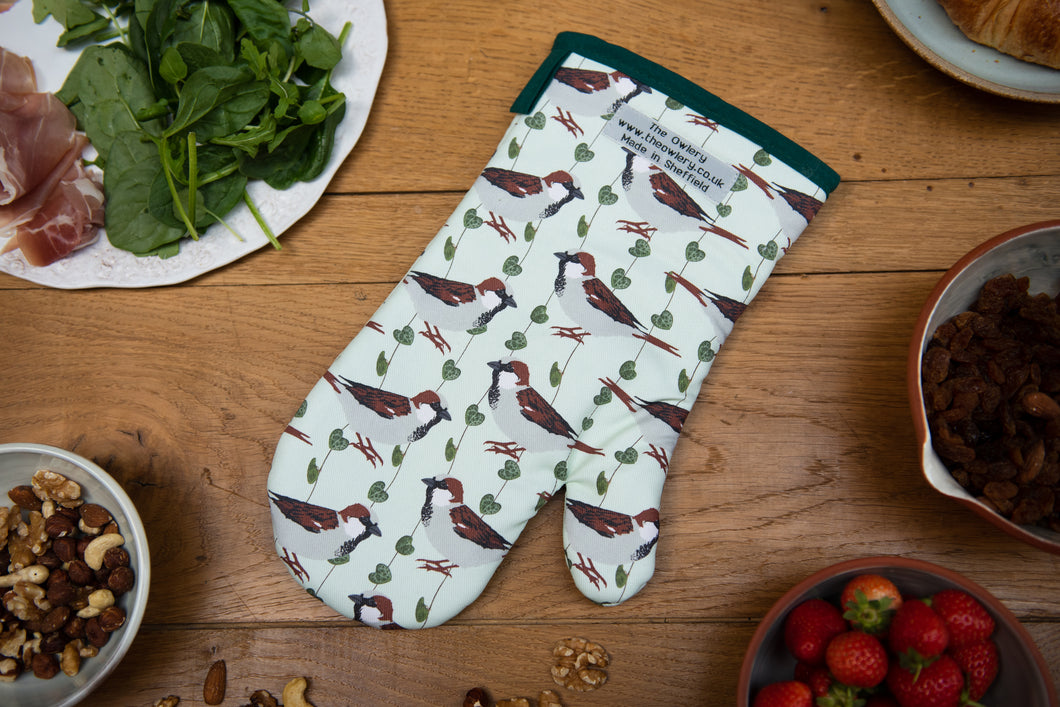 House Sparrow Print Single Oven Mitt