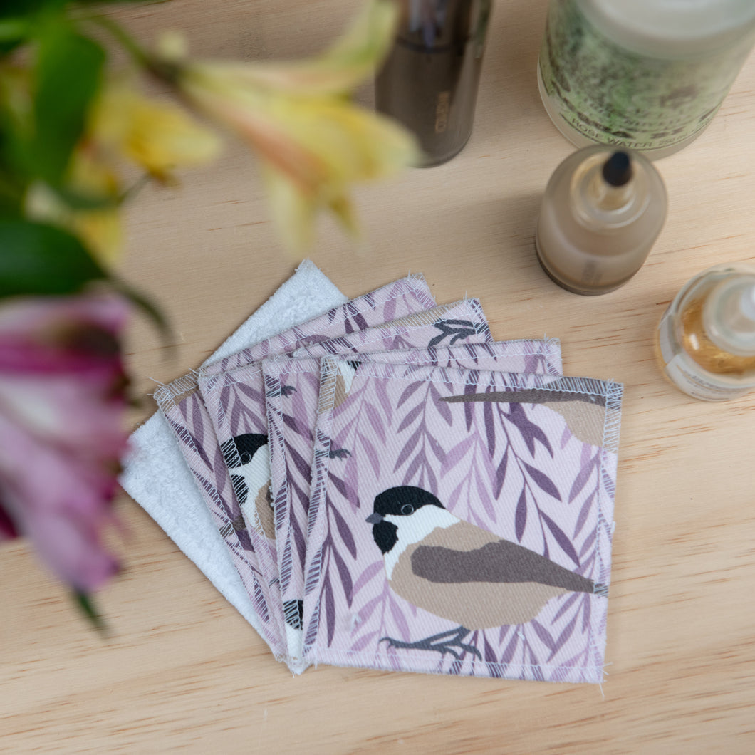Willow Tit Print Reusable Facial Pads