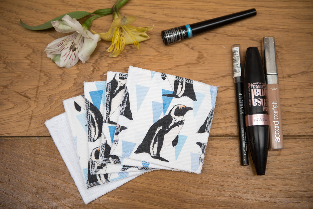 African penguin Print Reusable Facial Wipes