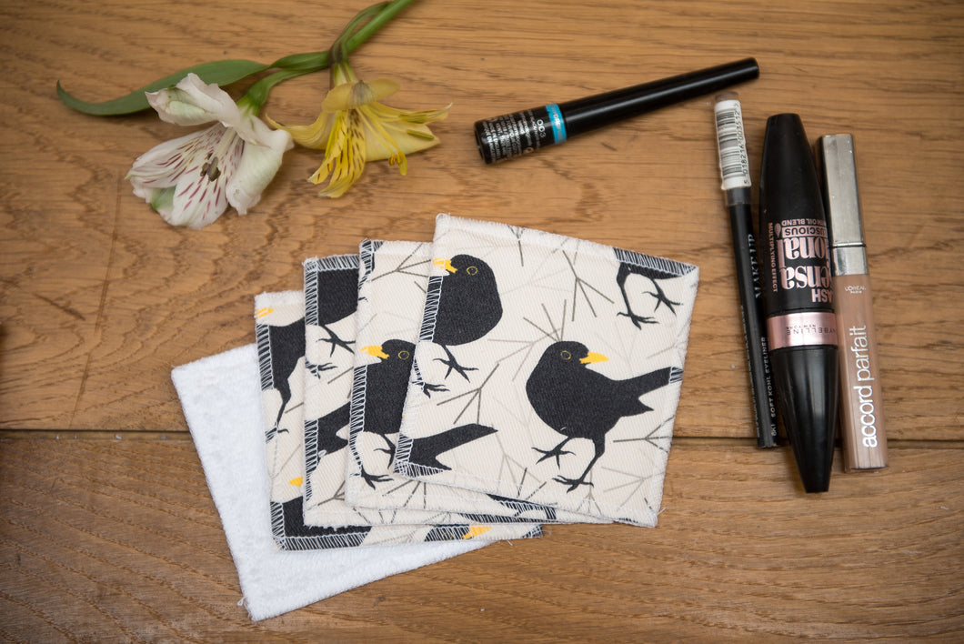 Blackbird Print Reusable Facial Pads