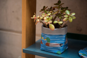 Duck Print Textile Plant Pot