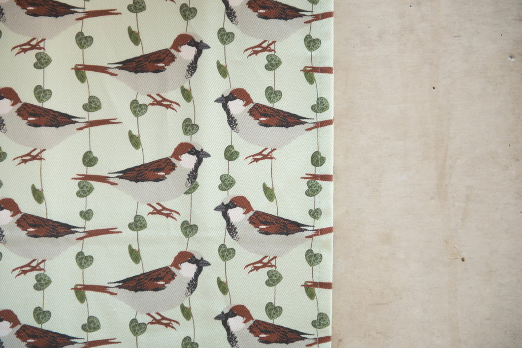 House Sparrow Print Cotton Drill Fabric