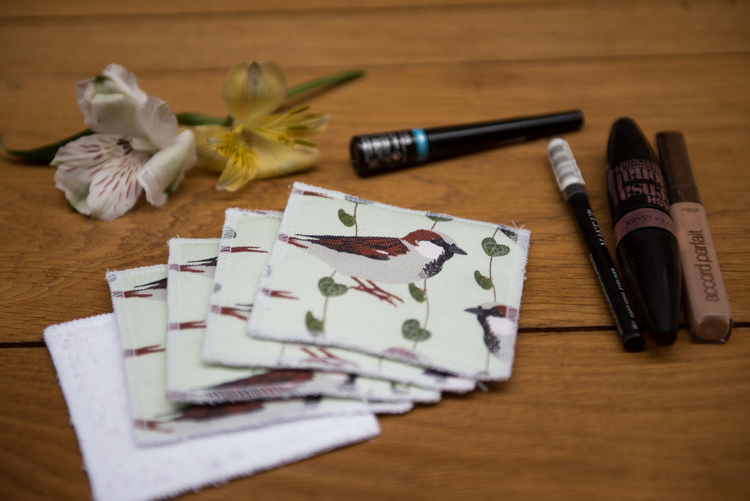 House Sparrow Print Reusable Facial Pads