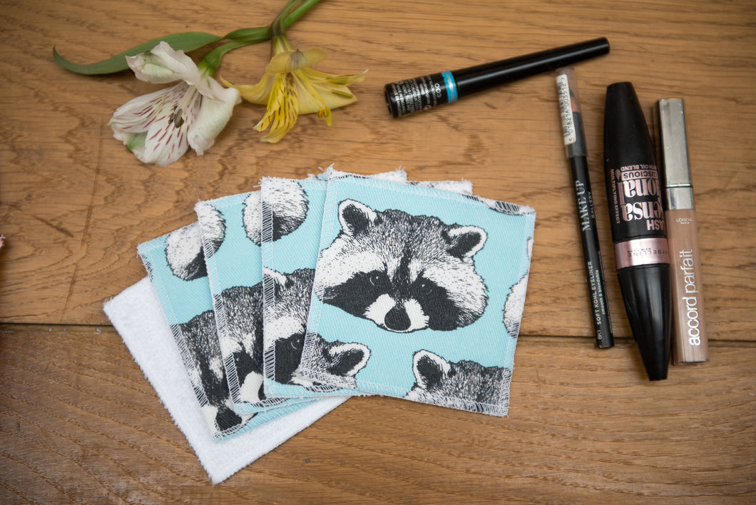 Raccoon Print Reusable Facial Pads