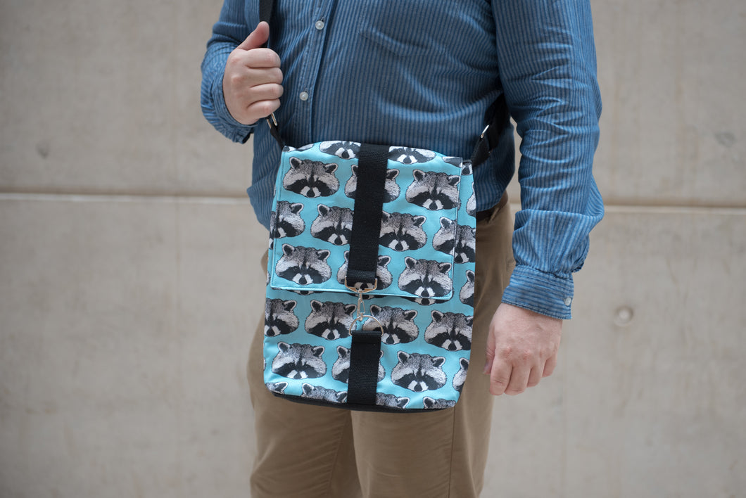 Raccoon Print Messenger Bag