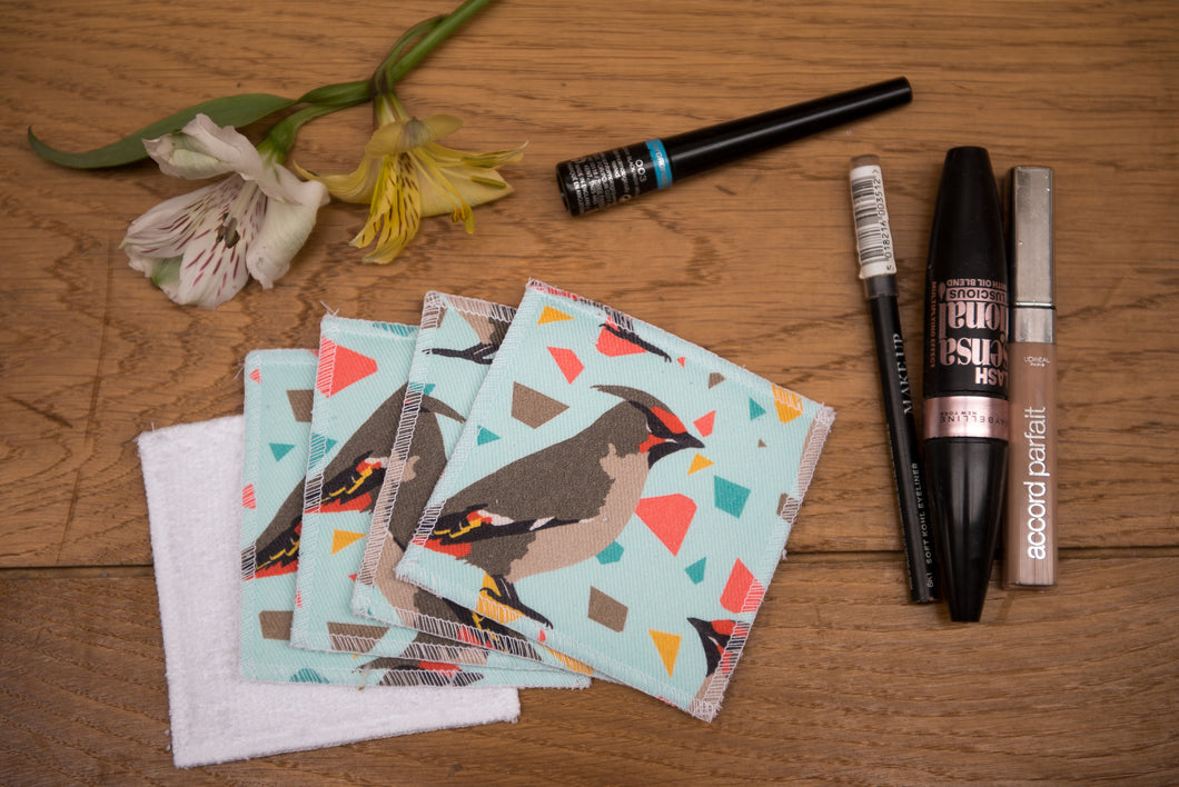 Waxwing Print Reusable Face Pads