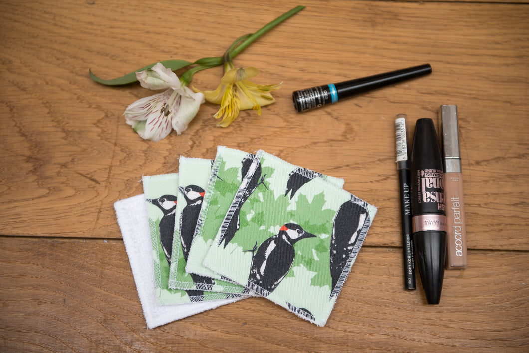 Woodpecker Print Reusable Facial Wipes