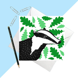 Windy Days Badger Greetings Card