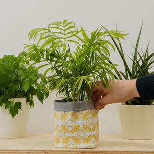 Bee Print Textile Plant Pot