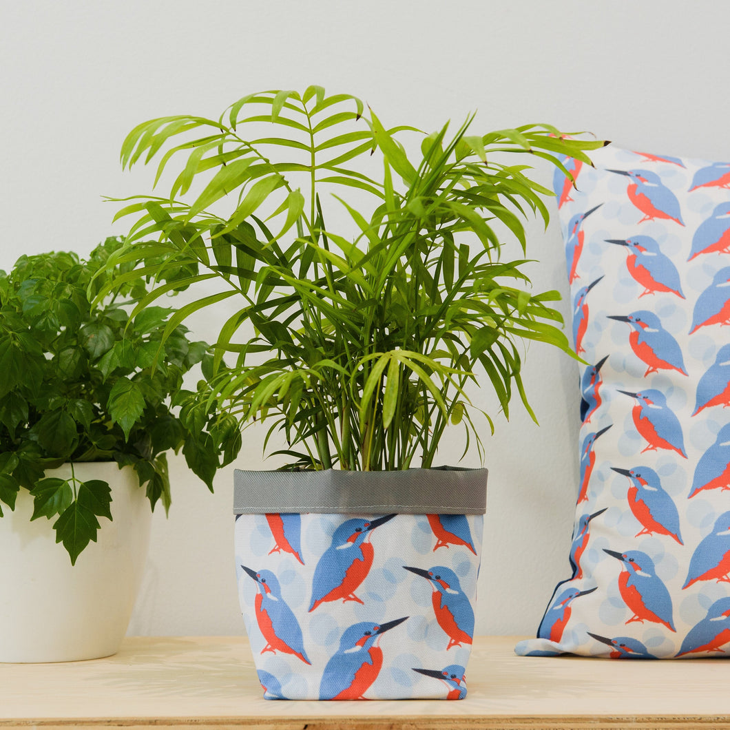 Kingfisher Print Textile Plant Pot