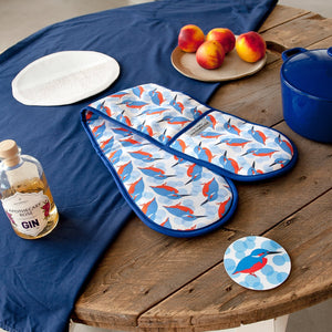 Kingfisher Print Double Oven Gloves