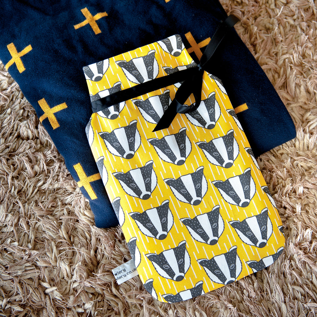Badger Print Hot Water Bottle
