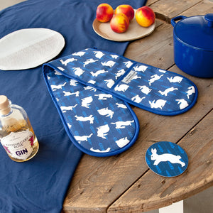 Rabbit Print Double Oven Gloves