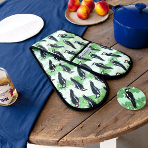 Woodpecker Print Double Oven Gloves