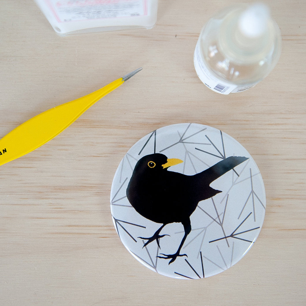 Blackbird print Pocket Mirror